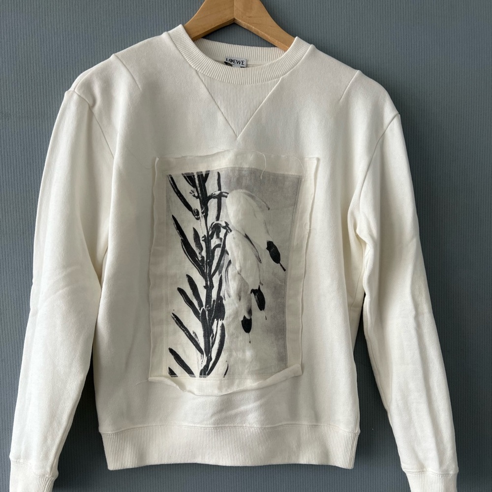 Loewe White Flower Print Sweatshirt XS
